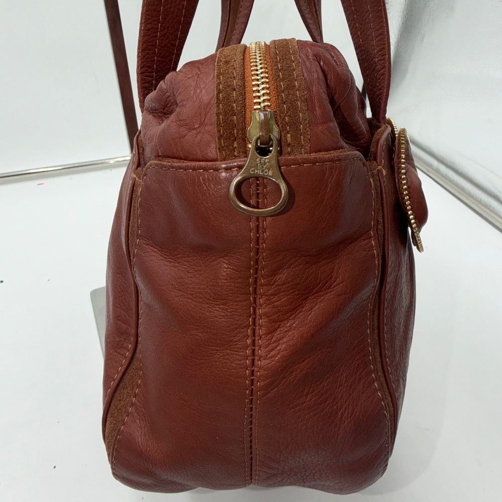 See by Chloe Terracotta Red Leather Bow Zipper Trim Shoulder Bag Tote - Picture 3 of 16